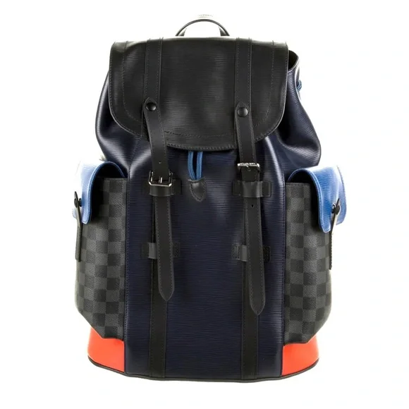 louis vuitton christopher backpack blue 'Christopher MM' sized backpack with two exterior side pockets and numerous functional pockets inside Christopher Pm Louis Vuitton Blue